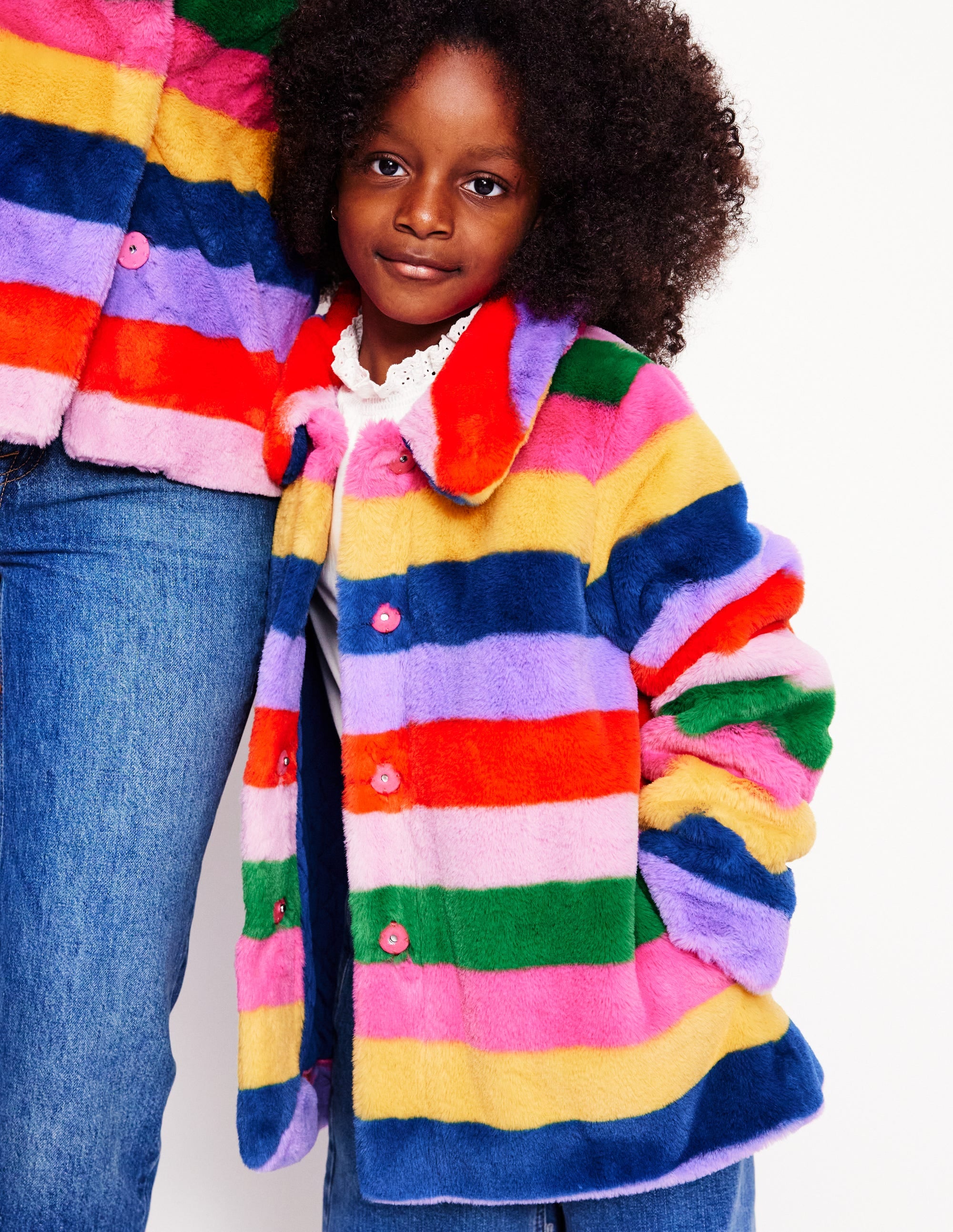 Fun Faux Fur Coat-Rainbow Fur Stripe - Image 5