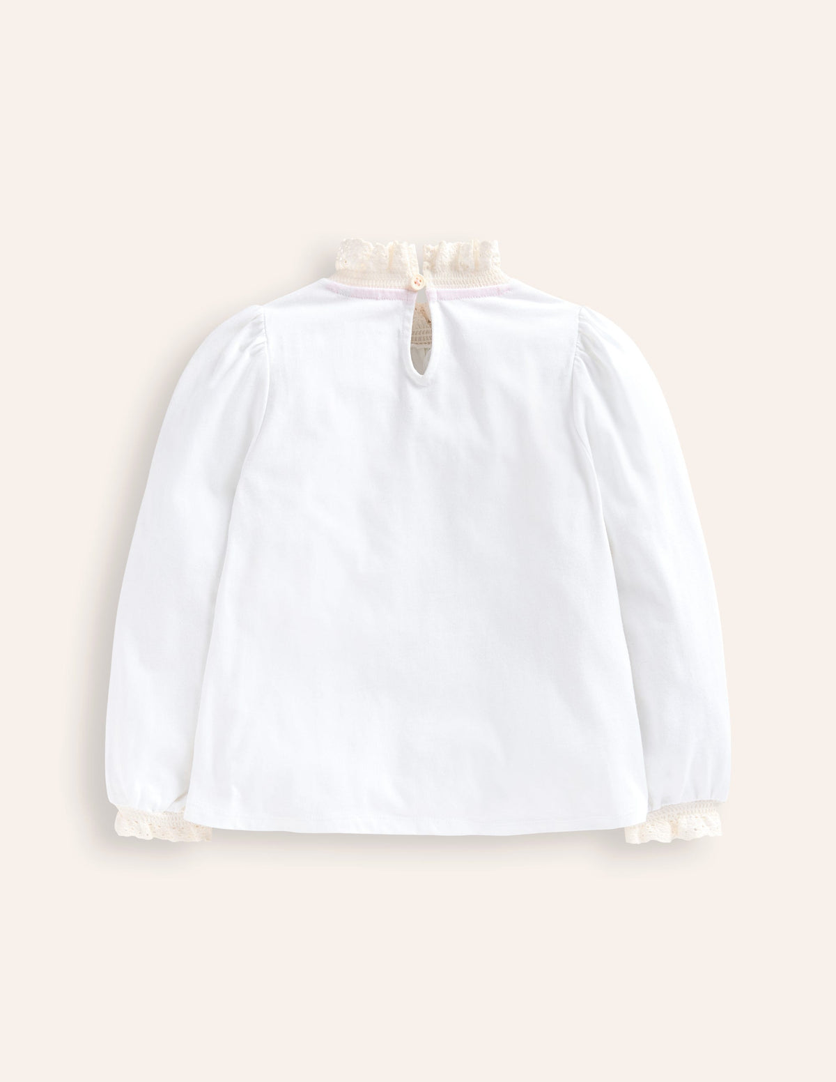 Lace Neck Jersey Blouse-Ivory - Image 2