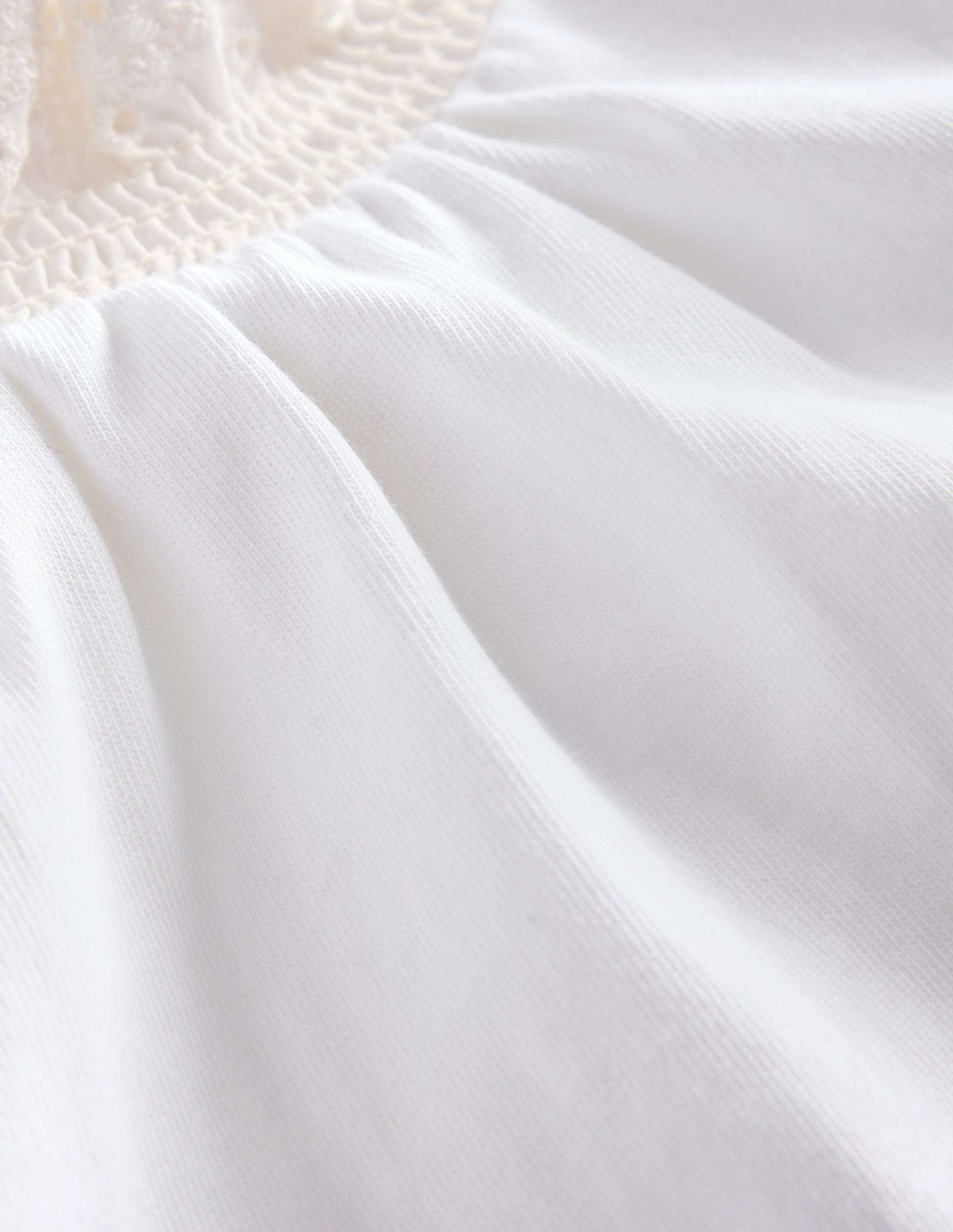 Lace Neck Jersey Blouse-Ivory-3