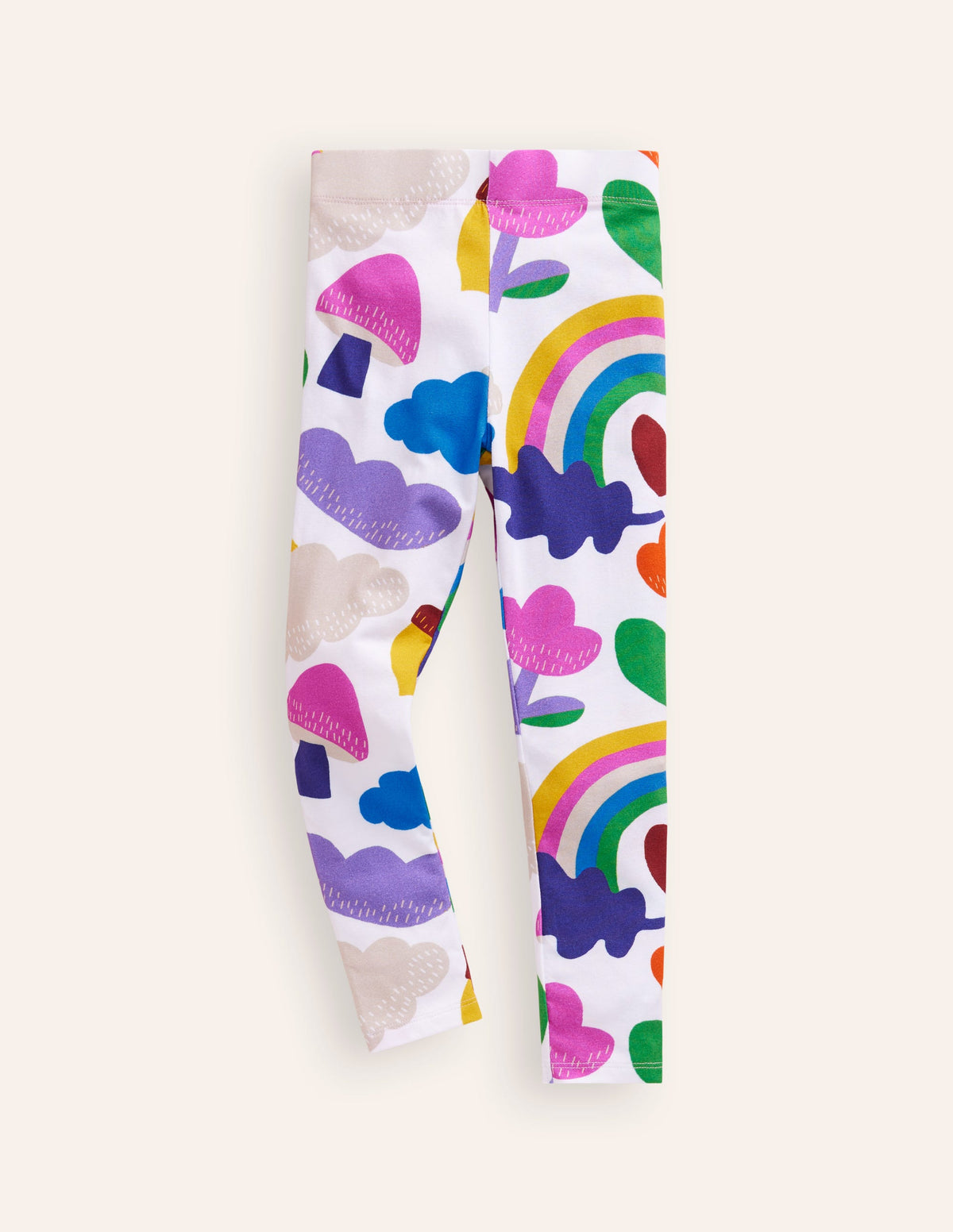 Fun Cosy Leggings-Oatmeal Marl Rainbow Collage - Image 1