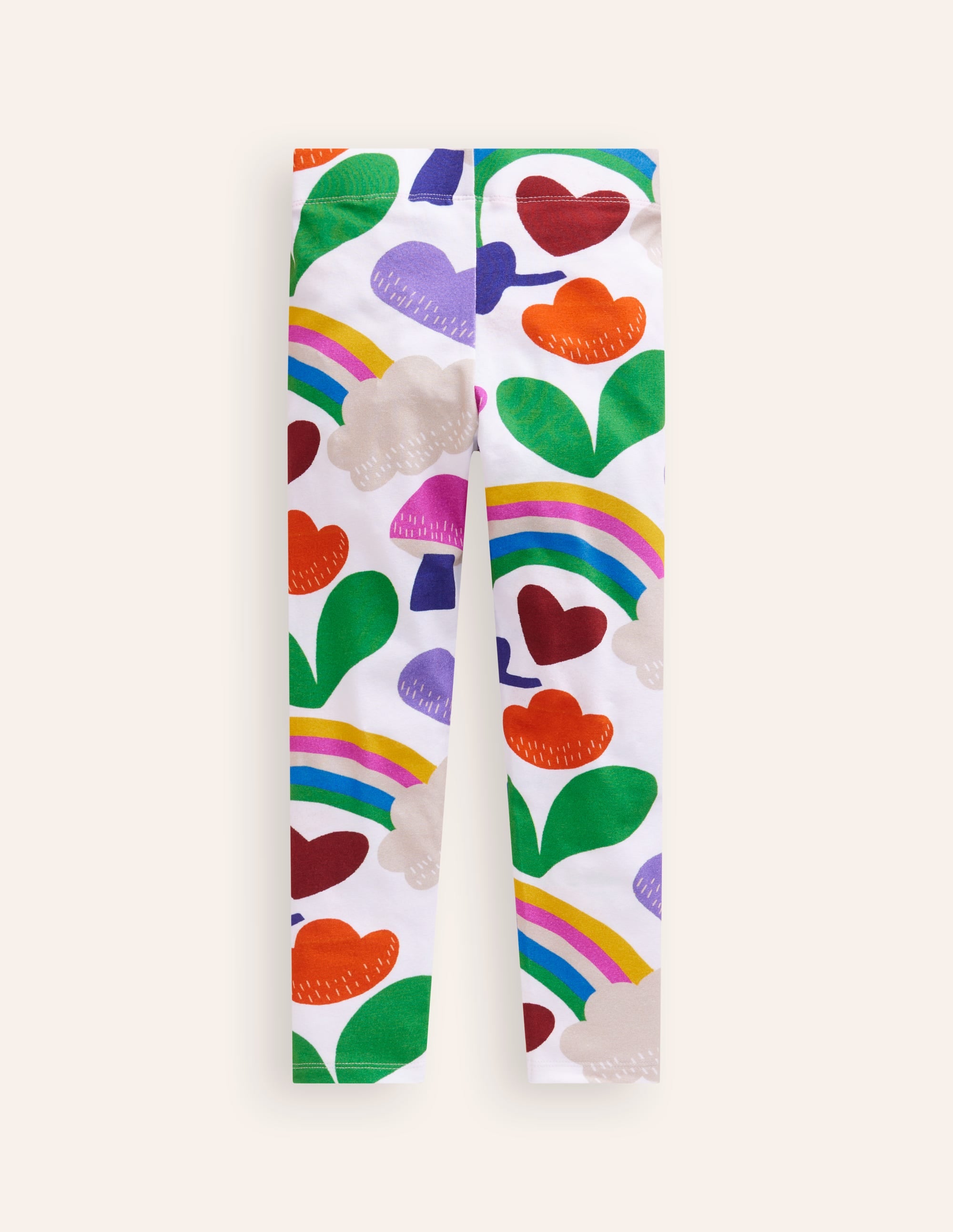Fun Cosy Leggings-Oatmeal Marl Rainbow Collage - Image 2