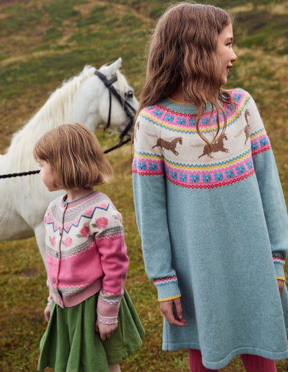 Minnie Fair Isle Jumper Dress-Seamist Marl Horses