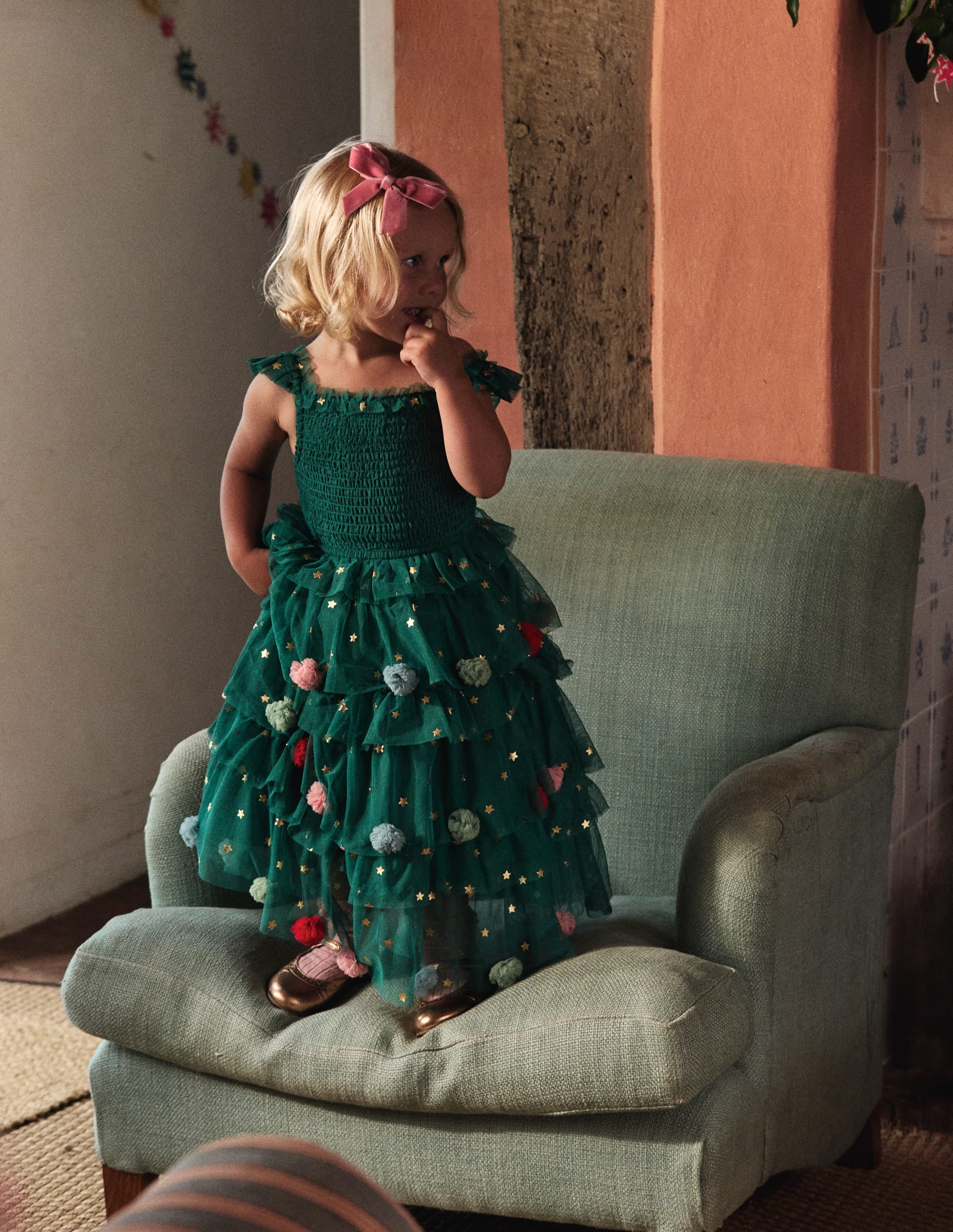 Maude Ruffle Tulle Dress-Jewel Green Christmas Tree - Image 4
