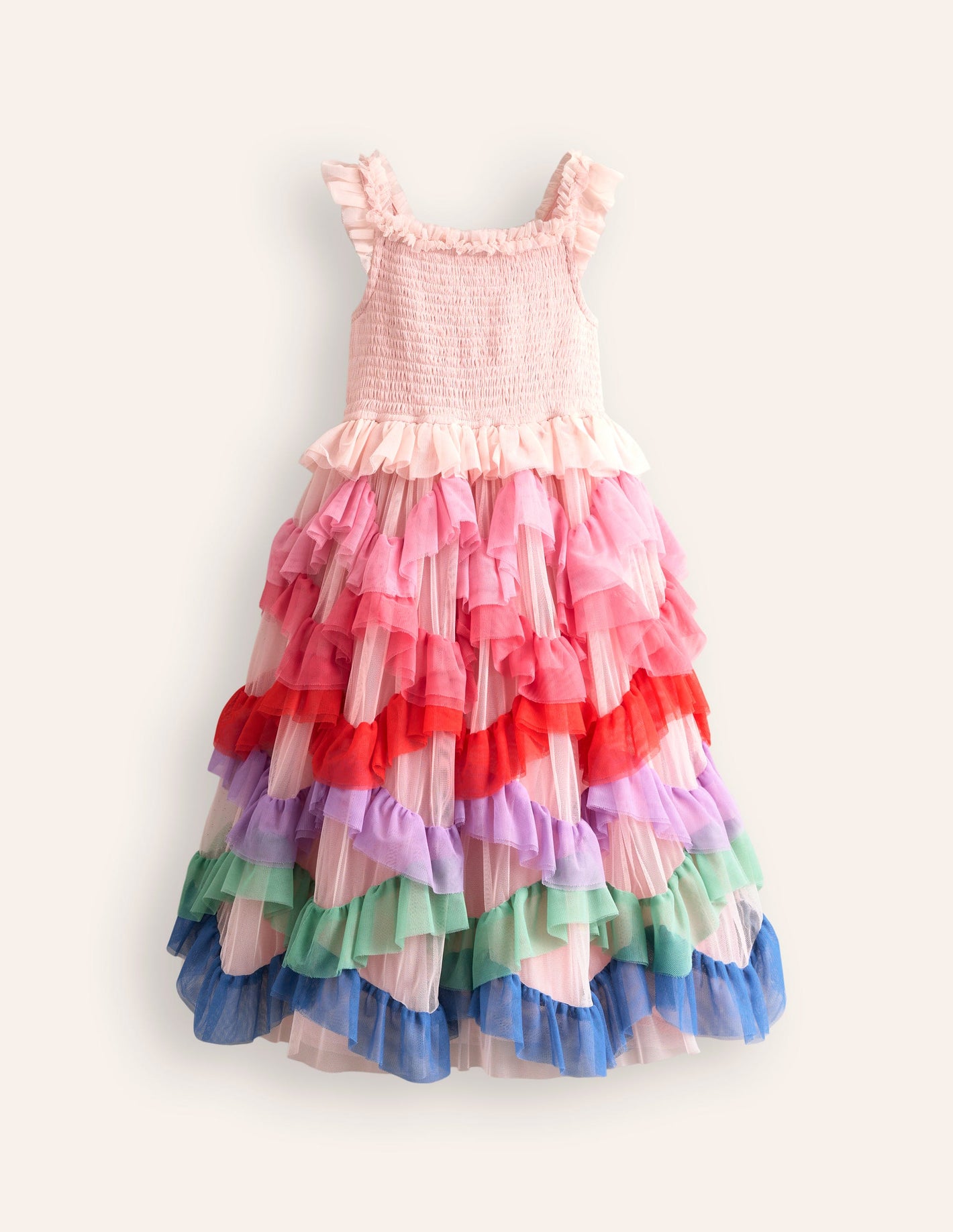 Maude Ruffle Tulle Dress-Multi Rainbow