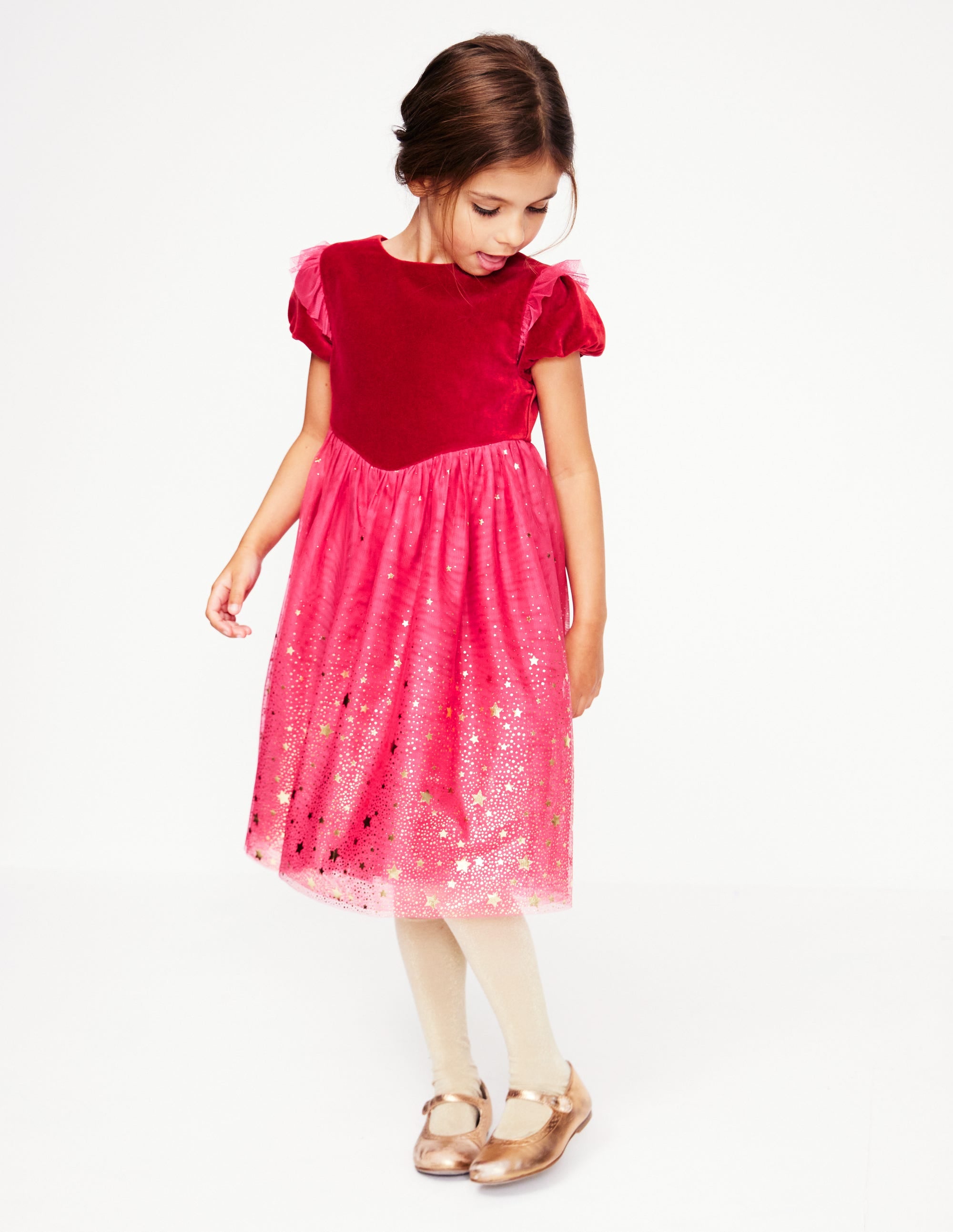 Esther Metallic Party Dress-Rose Pink - Image 4