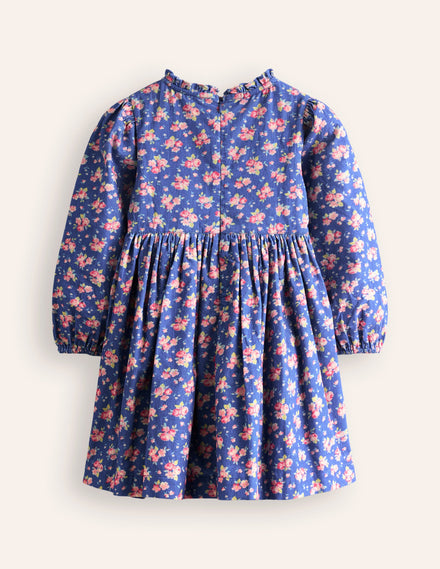 Cord Appliqué Dress-Bluejay Weather