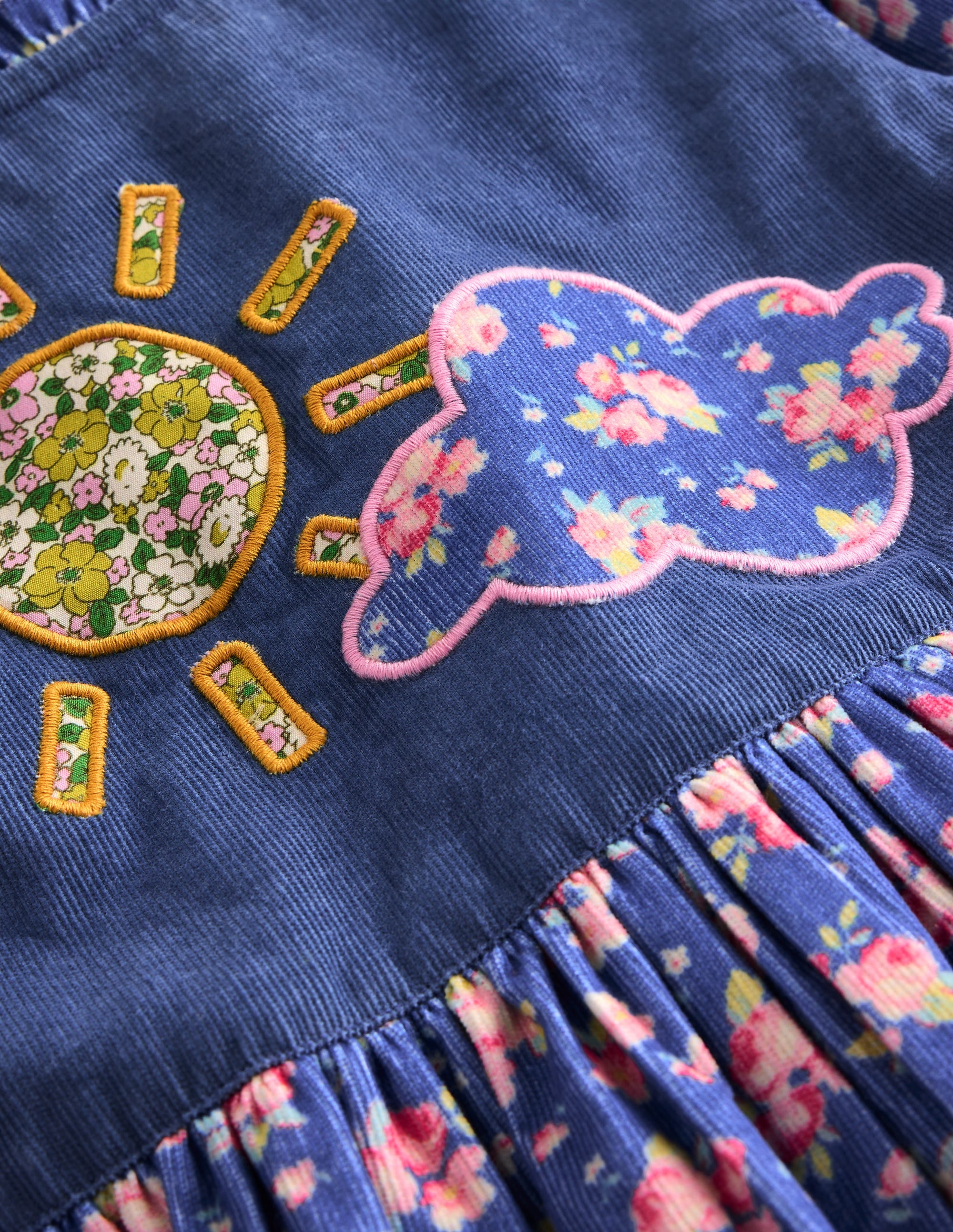 Cord Appliqué Dress-Bluejay Weather - Image 3