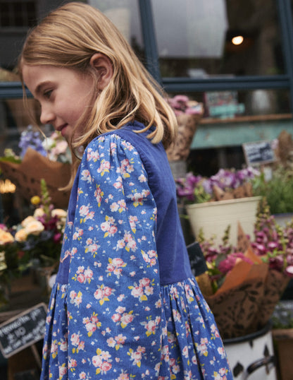 Cord Appliqué Dress-Bluejay Weather