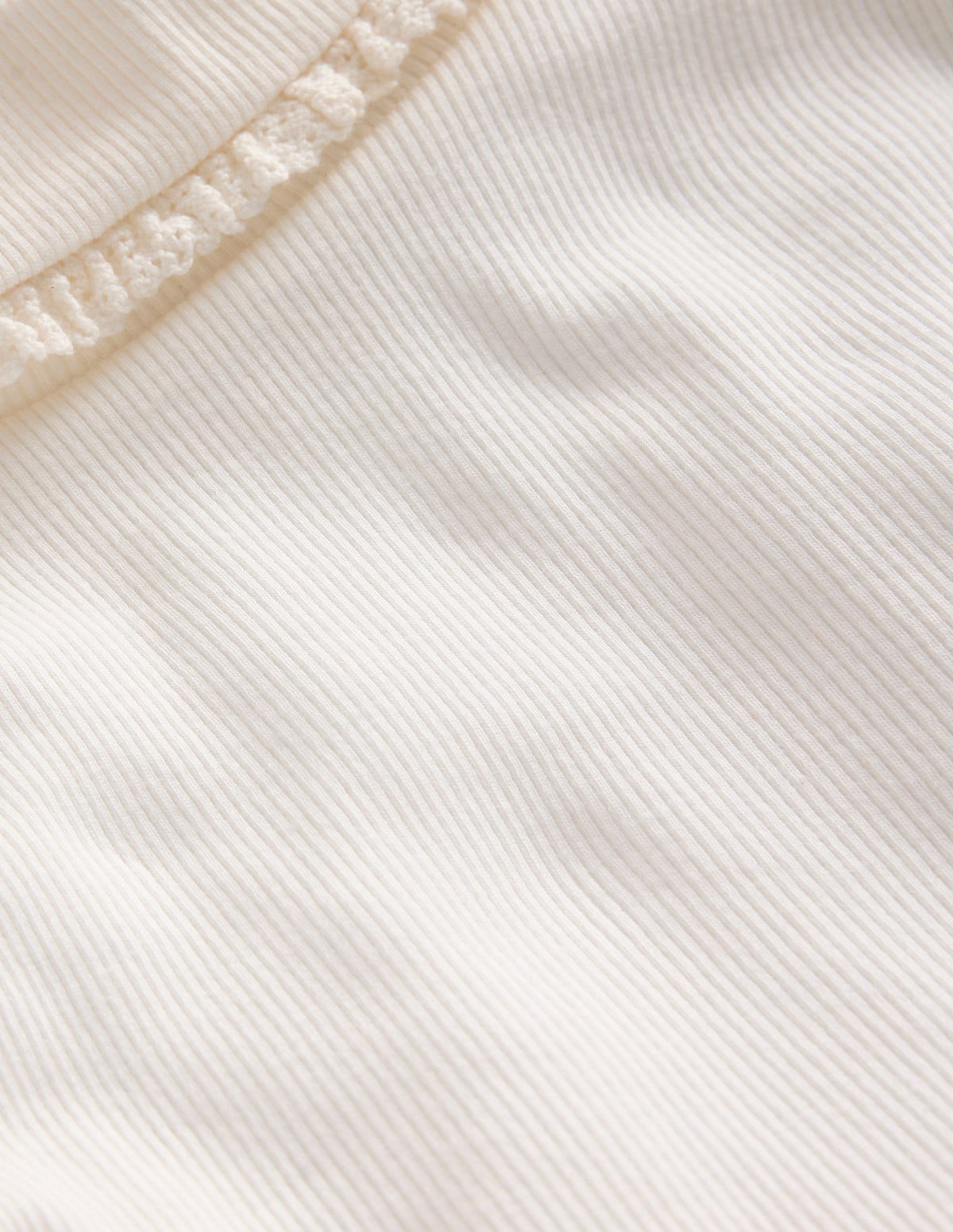 Ribbed Lace Trim Roll Neck-Ivory - Image 3