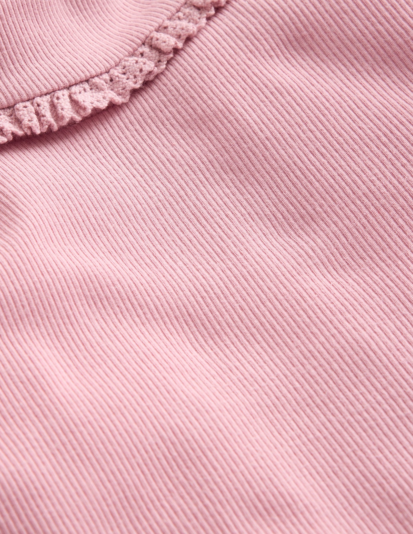 Ribbed Lace Trim Roll Neck-Vintage Pink