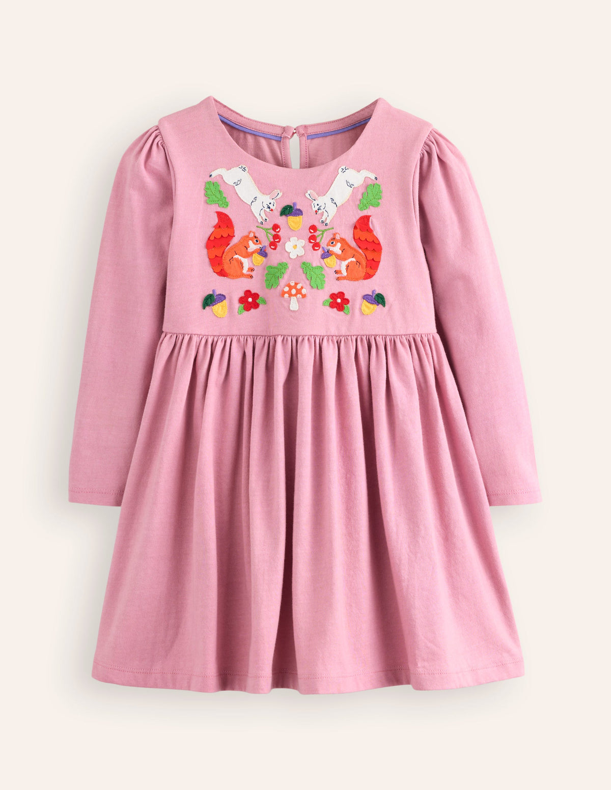 Nellie Appliqué Flare Dress-Vintage Pink Woodland - Image 1