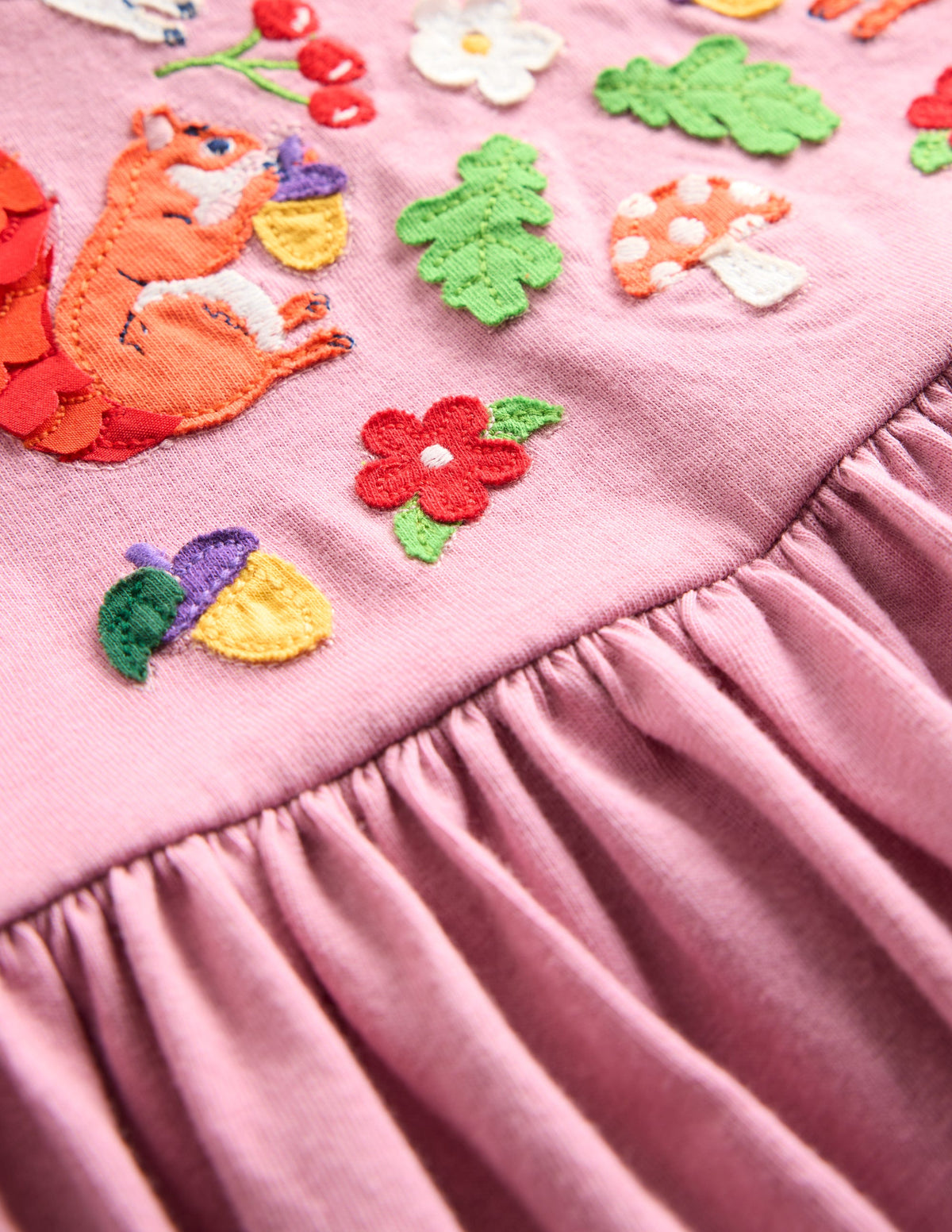 Nellie Appliqué Flare Dress-Vintage Pink Woodland - Image 3