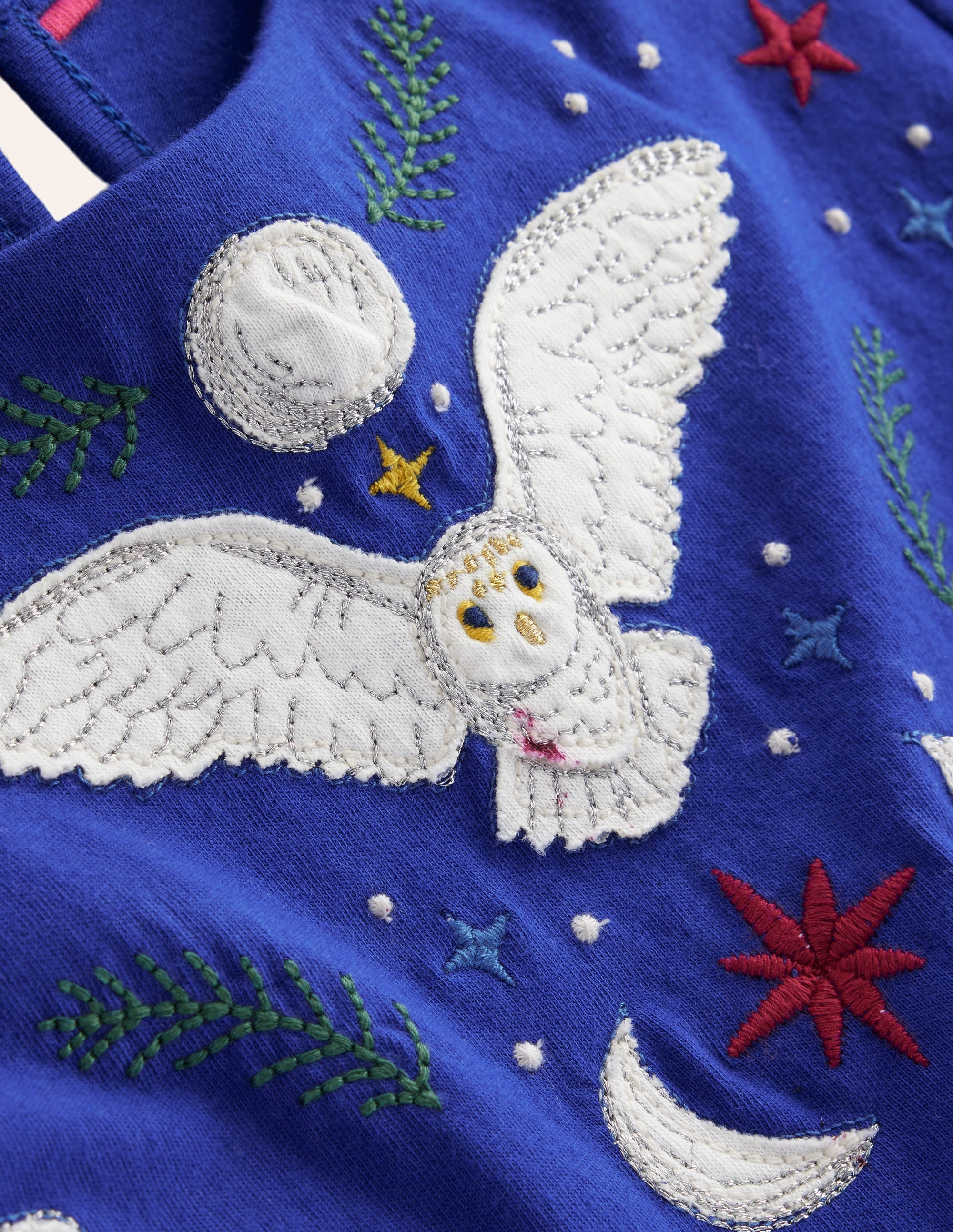 Nellie Appliqué Flare Dress-Sapphire Navy Owls - Image 3