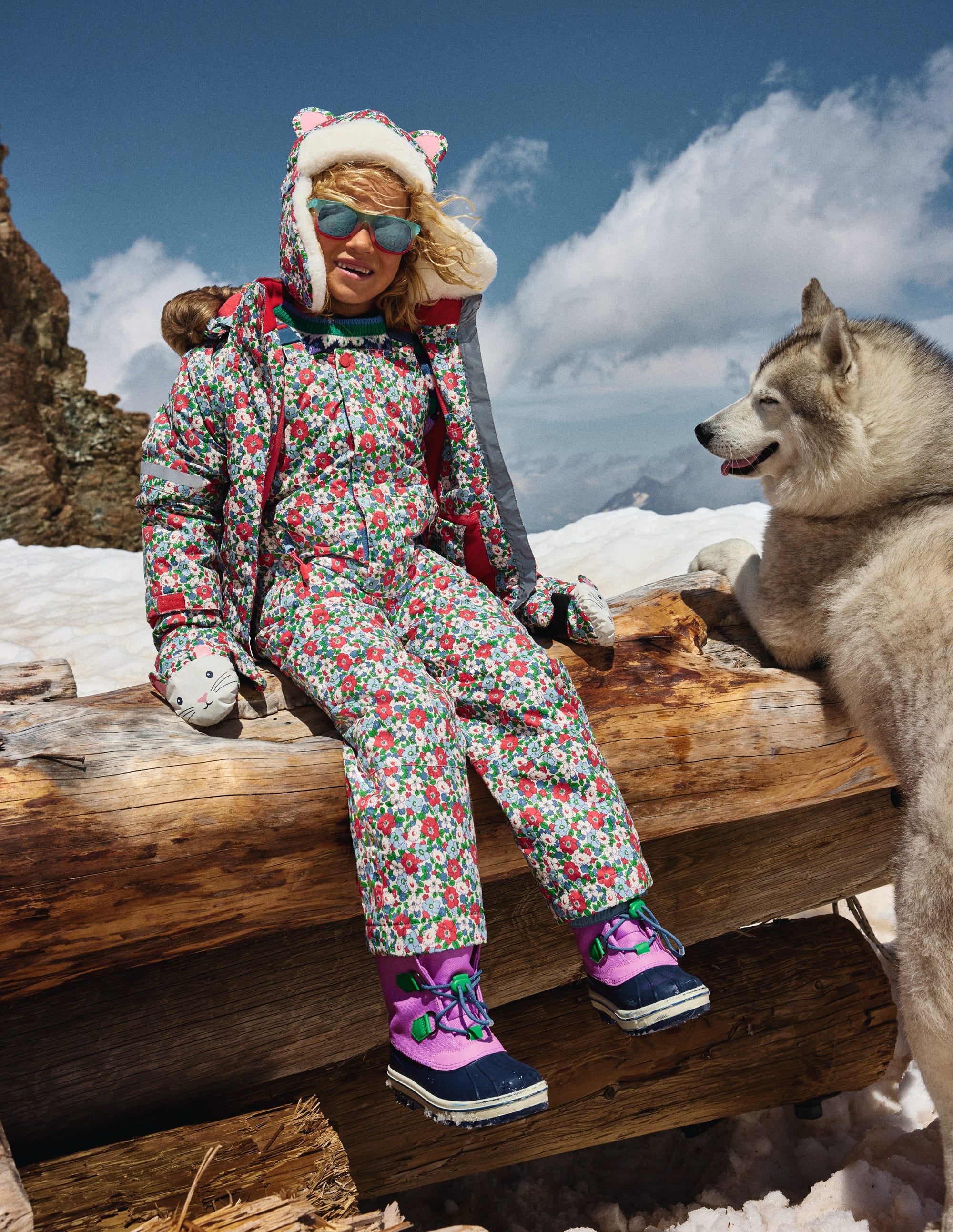 Salopette Waterproof Trousers-Glacier Blue Winter Floral - Image 5