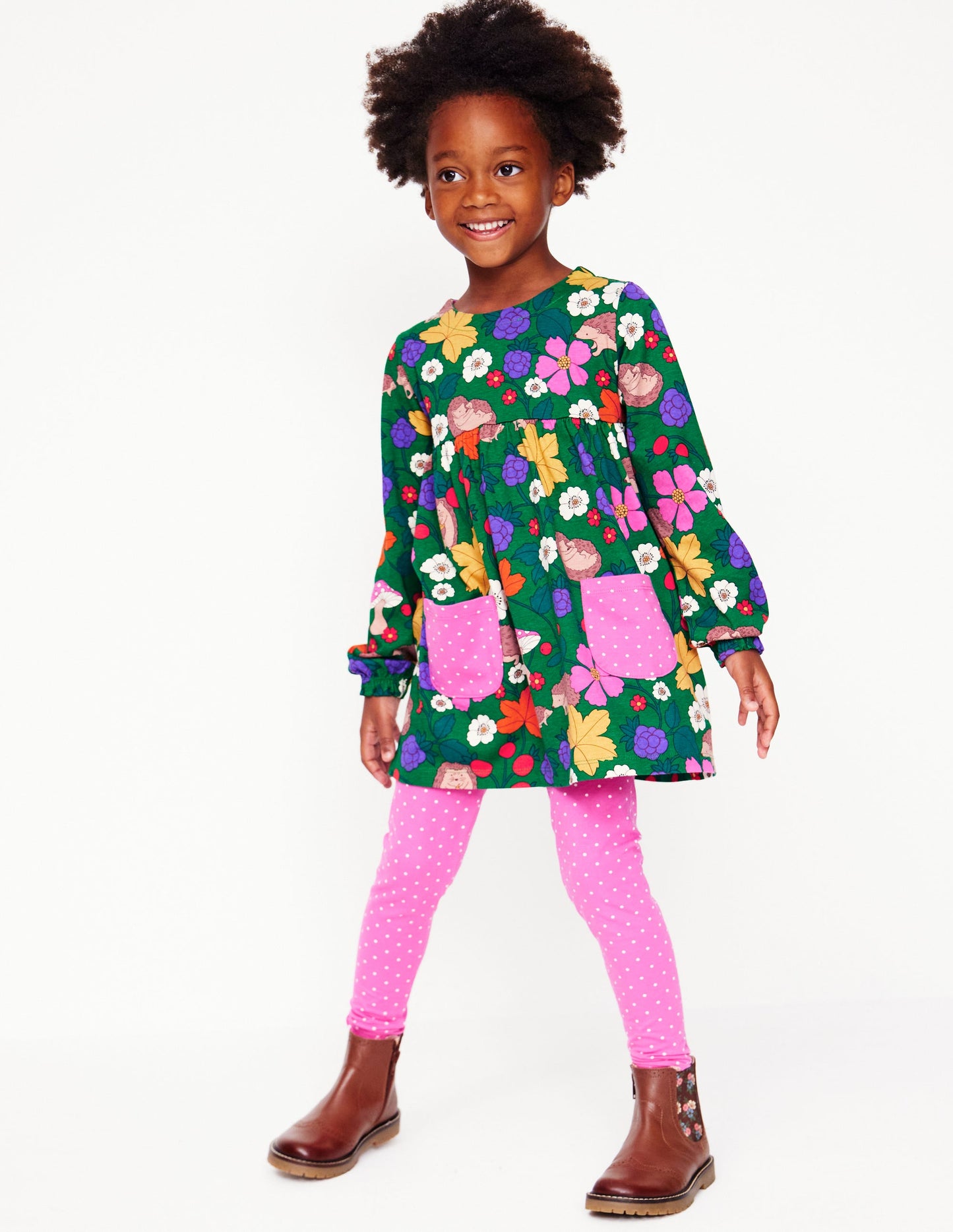 Print Tunic and Leggings Set-Highland Green Hedgehogs