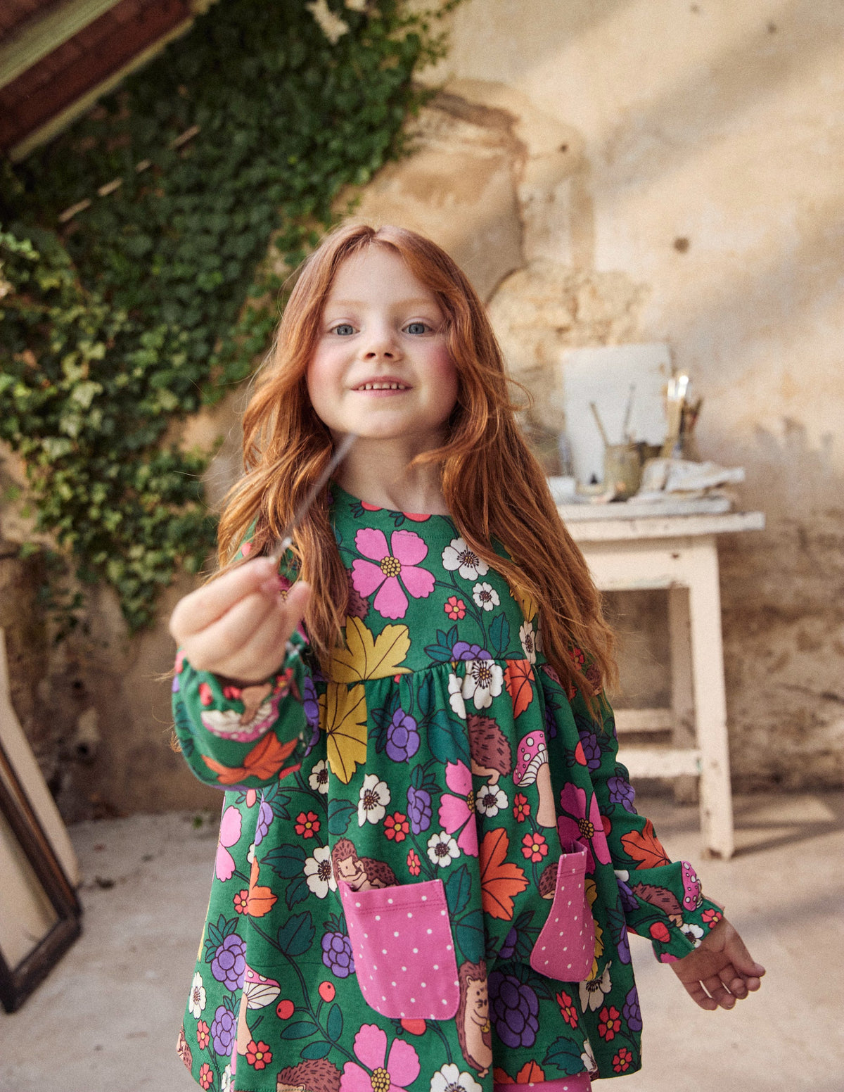 Print Tunic and Leggings Set-Rich Emerald Hedgehogs - Image 9