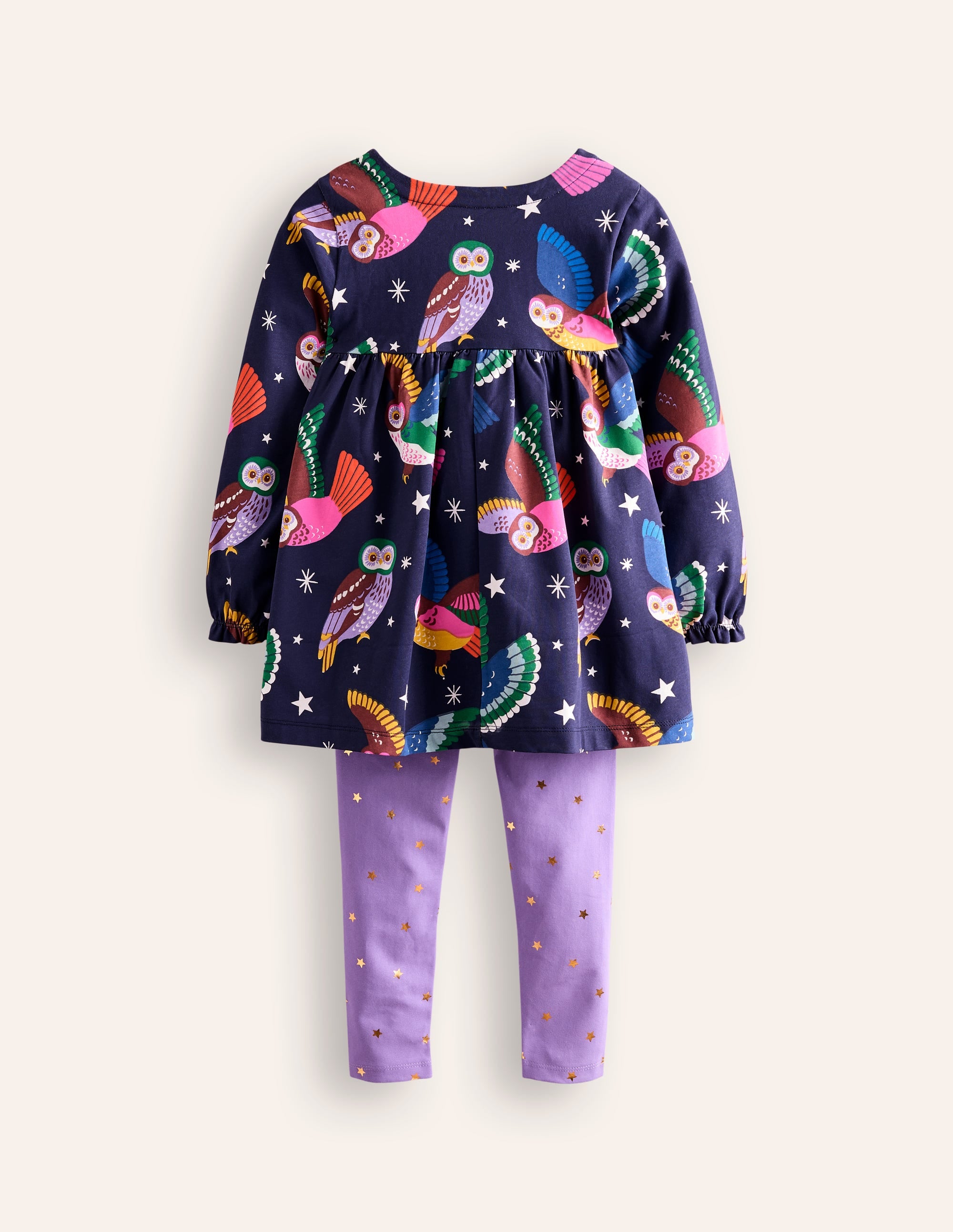 Print Tunic and Leggings Set-College Navy Owls - Image 2