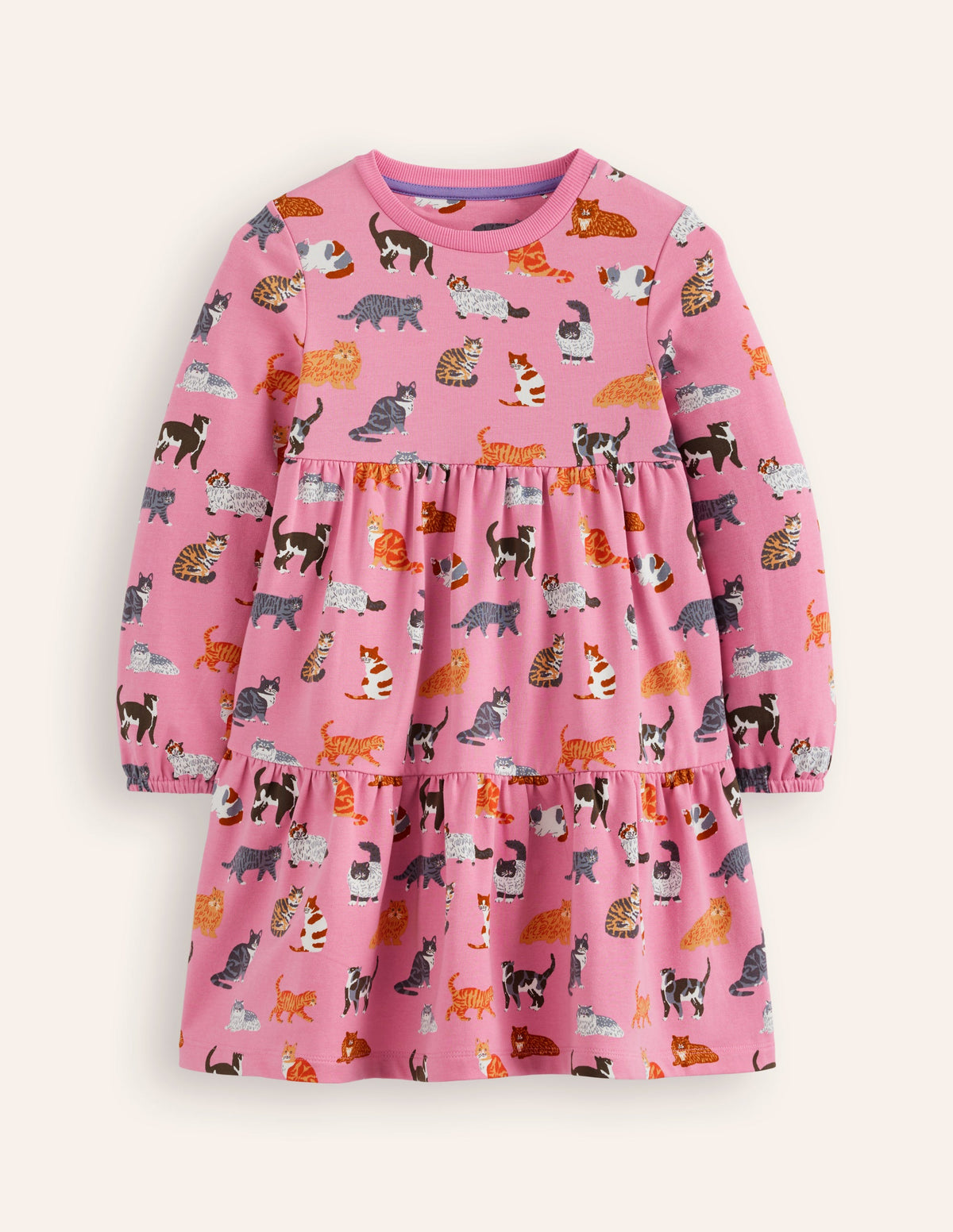 Dixie Tiered Sweatshirt Dress-Formica Pink Cats - Image 1