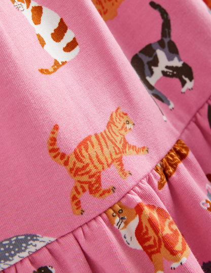 Dixie Tiered Sweatshirt Dress-Formica Pink Cats