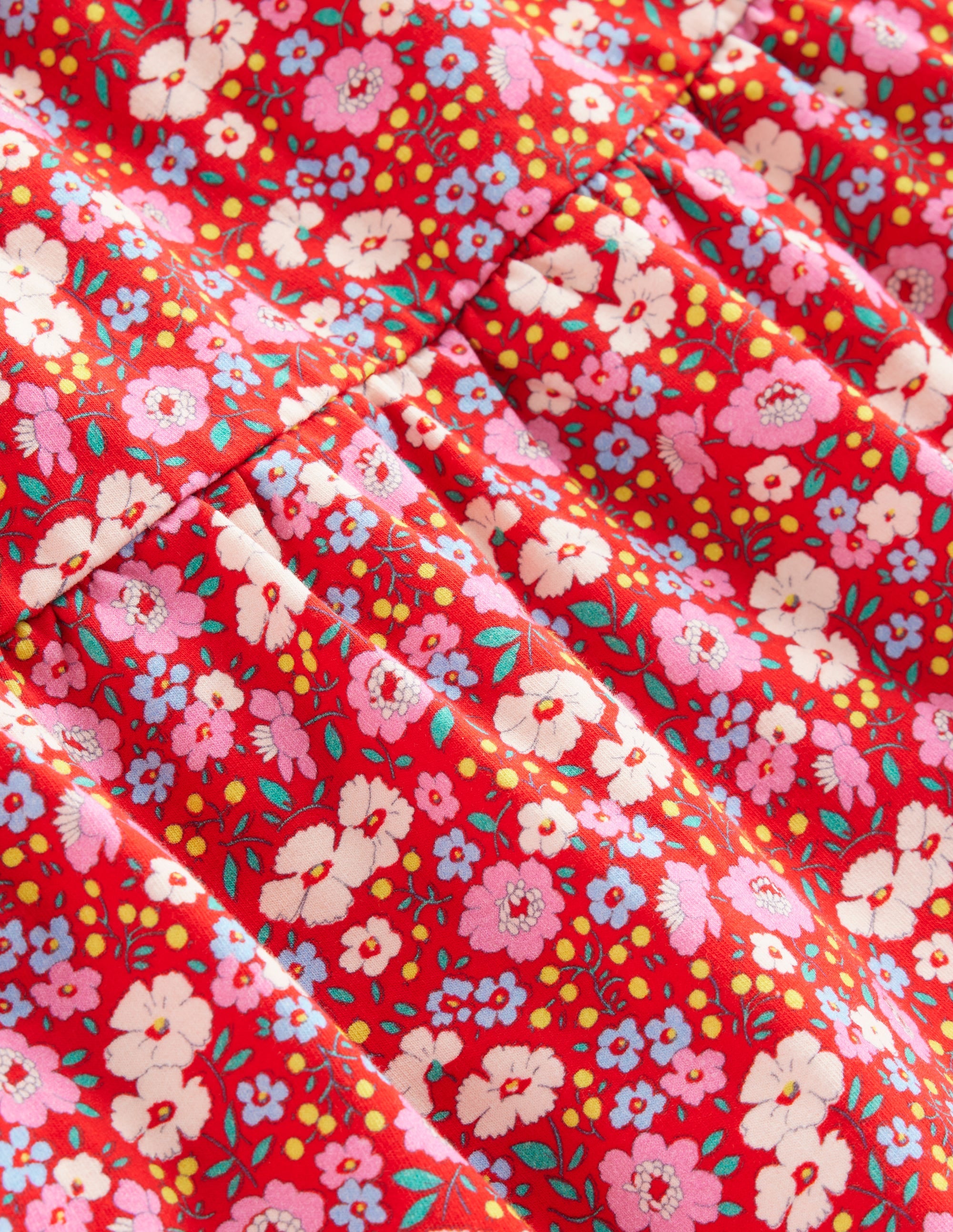 Dixie Tiered Sweatshirt Dress-Brilliant Red Flowerbed - Image 3
