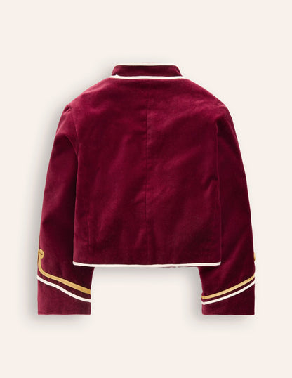 Velvet Military Jacket-Cabernet