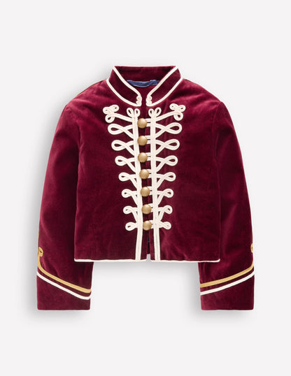 Velvet Military Jacket-Cabernet