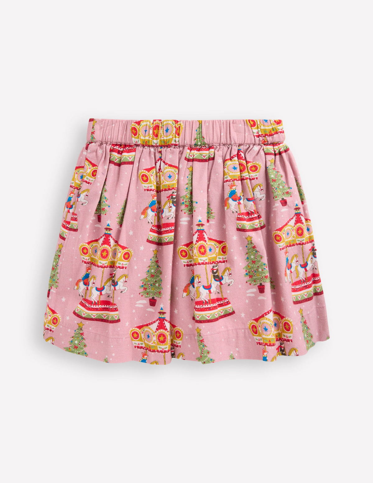 Printed Pull-On Twirly Skirt-Vintage Pink Carousel - Image 2
