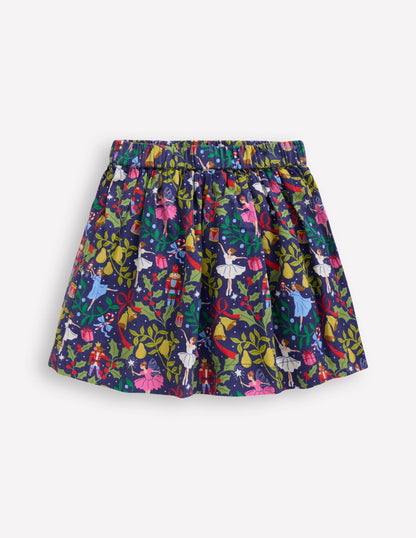 Printed Pull-On Twirly Skirt-Starboard Blue Nutcracker