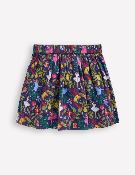 Printed Pull-On Twirly Skirt-Starboard Blue Nutcracker