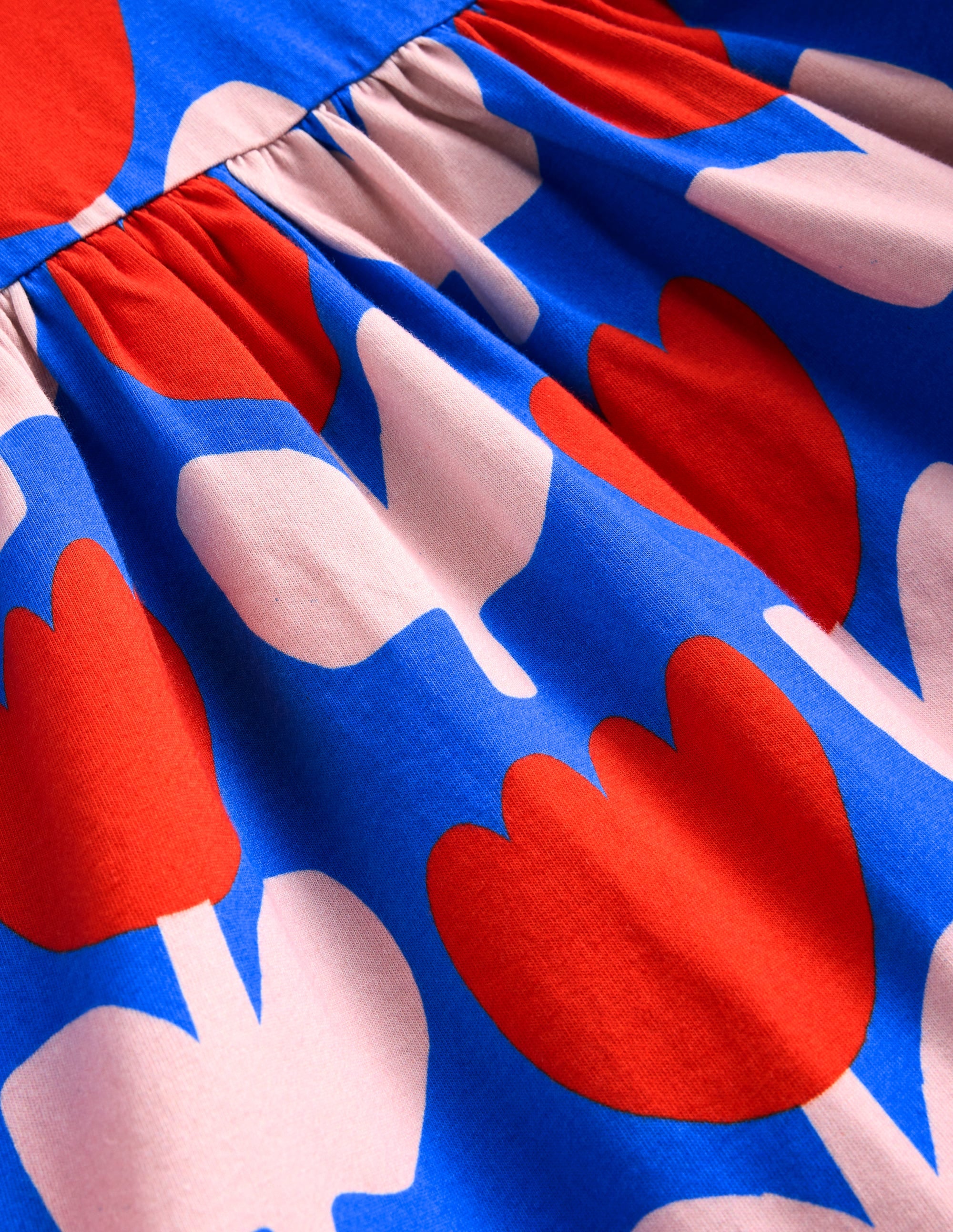 Long-Sleeved Fun Jersey Dress-Kingfisher Blue Bold Floral - Image 3