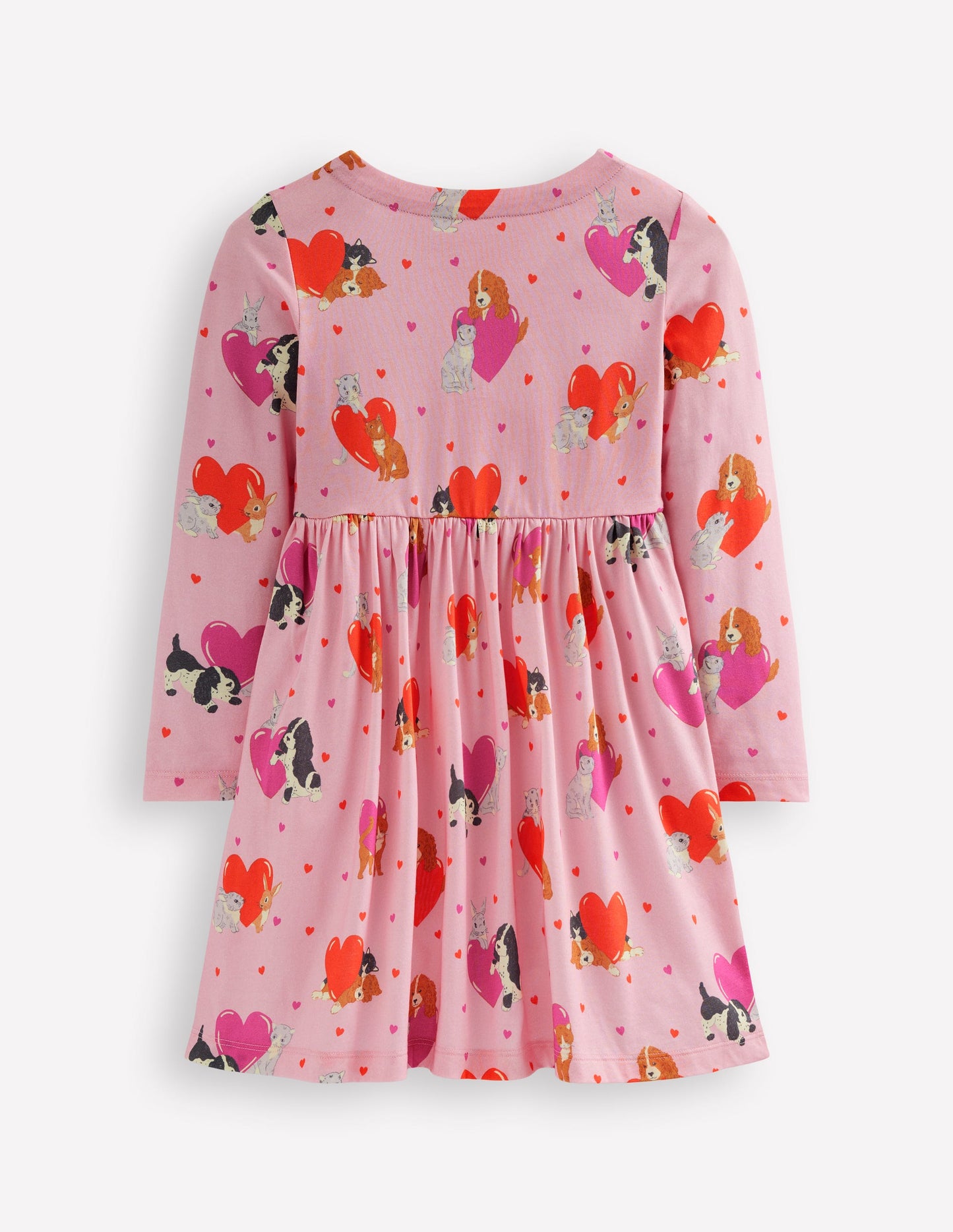 Long-Sleeved Fun Jersey Dress-Chalk Pink Valentines Pets