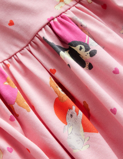 Long-Sleeved Fun Jersey Dress-Chalk Pink Valentines Pets