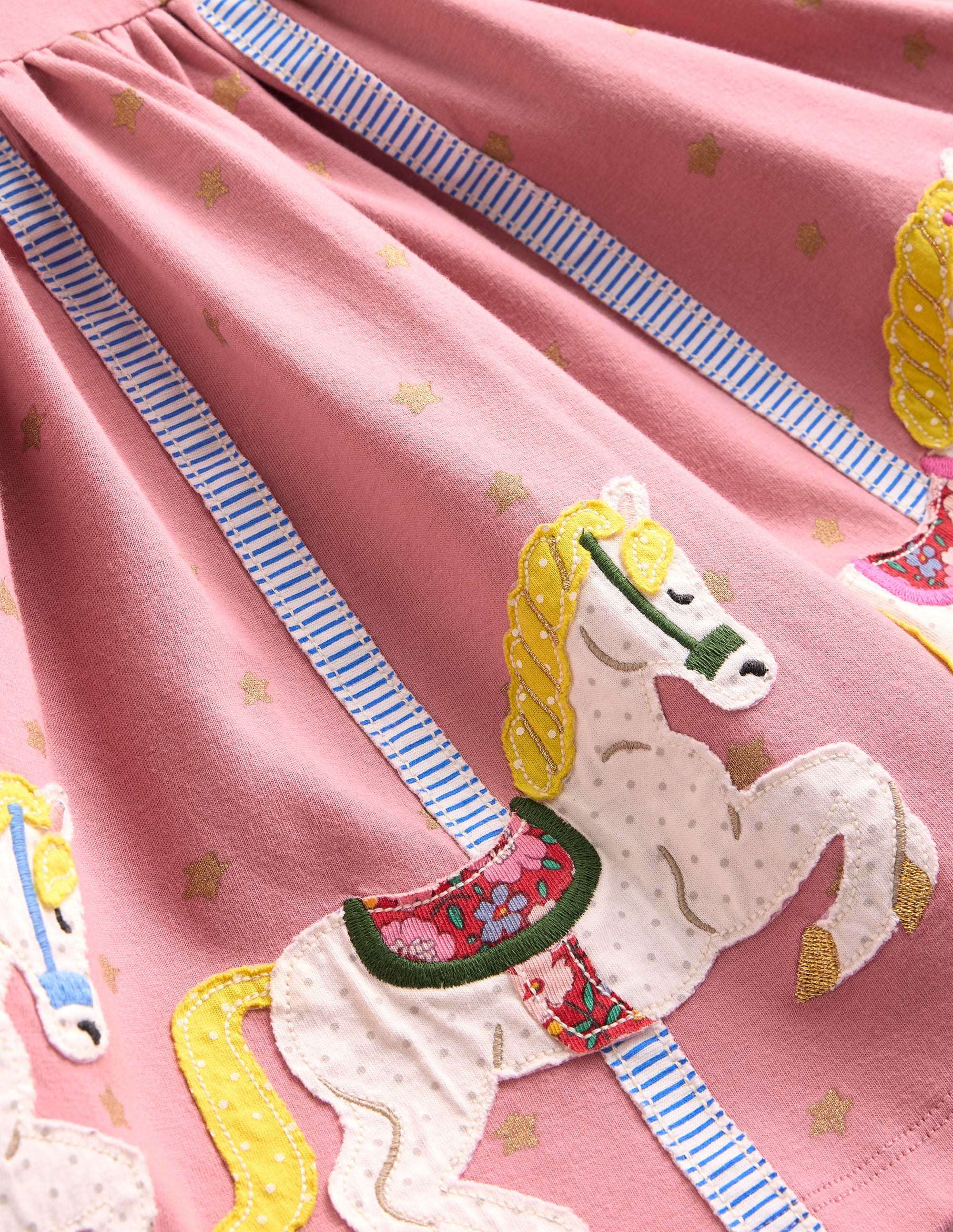 Appliqué Hem Jersey Dress-Vintage Pink Carousel - Image 3
