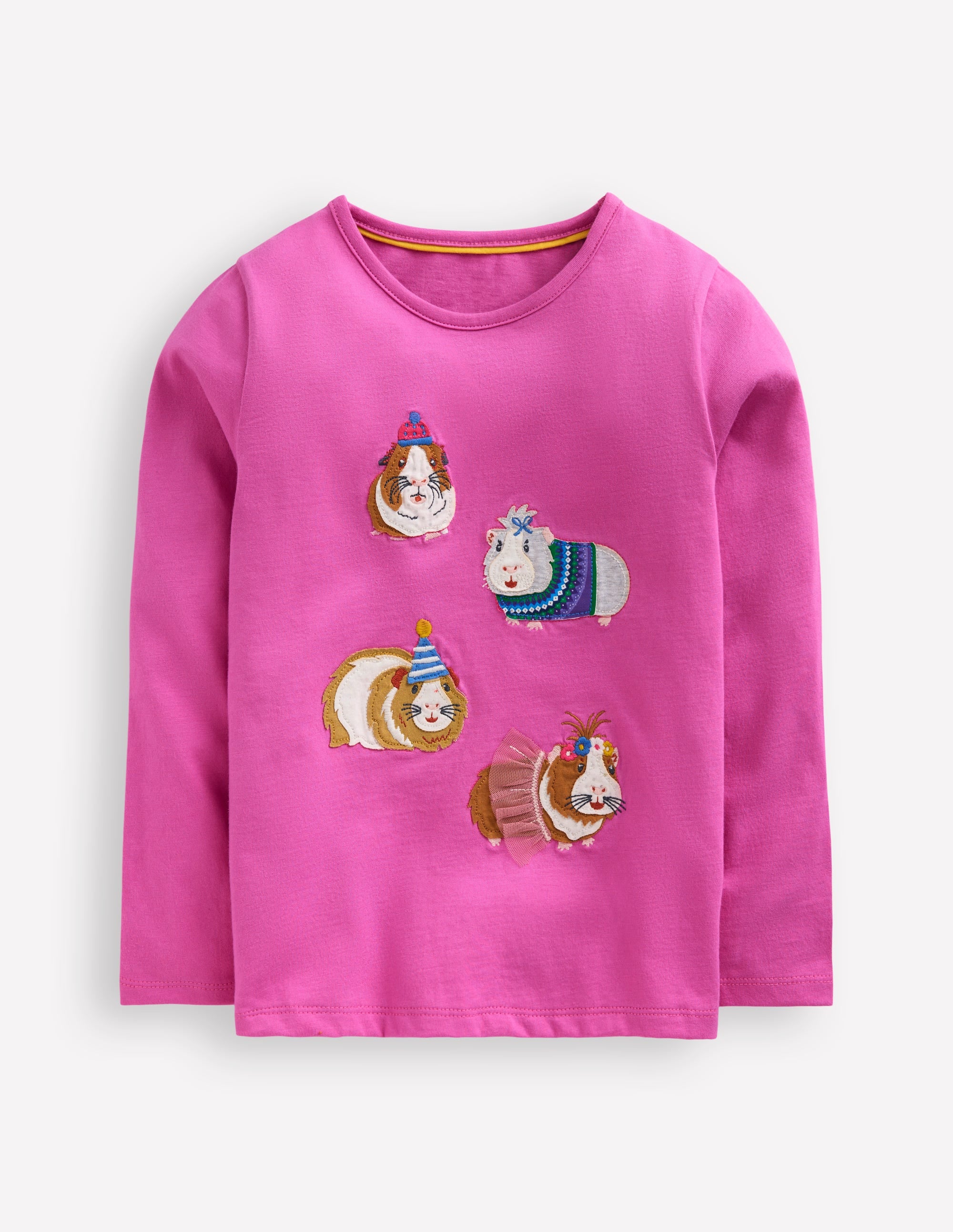 Appliqué Long Sleeve Top-Tickled Pink Guinea Pigs - Image 1