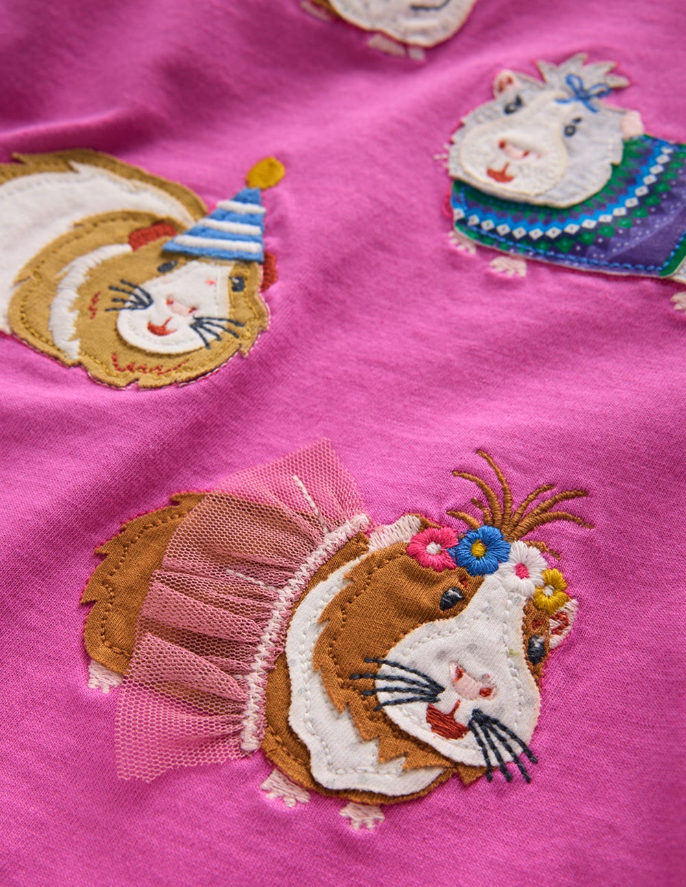 Appliqué Long Sleeve Top-Tickled Pink Guinea Pigs - Image 3