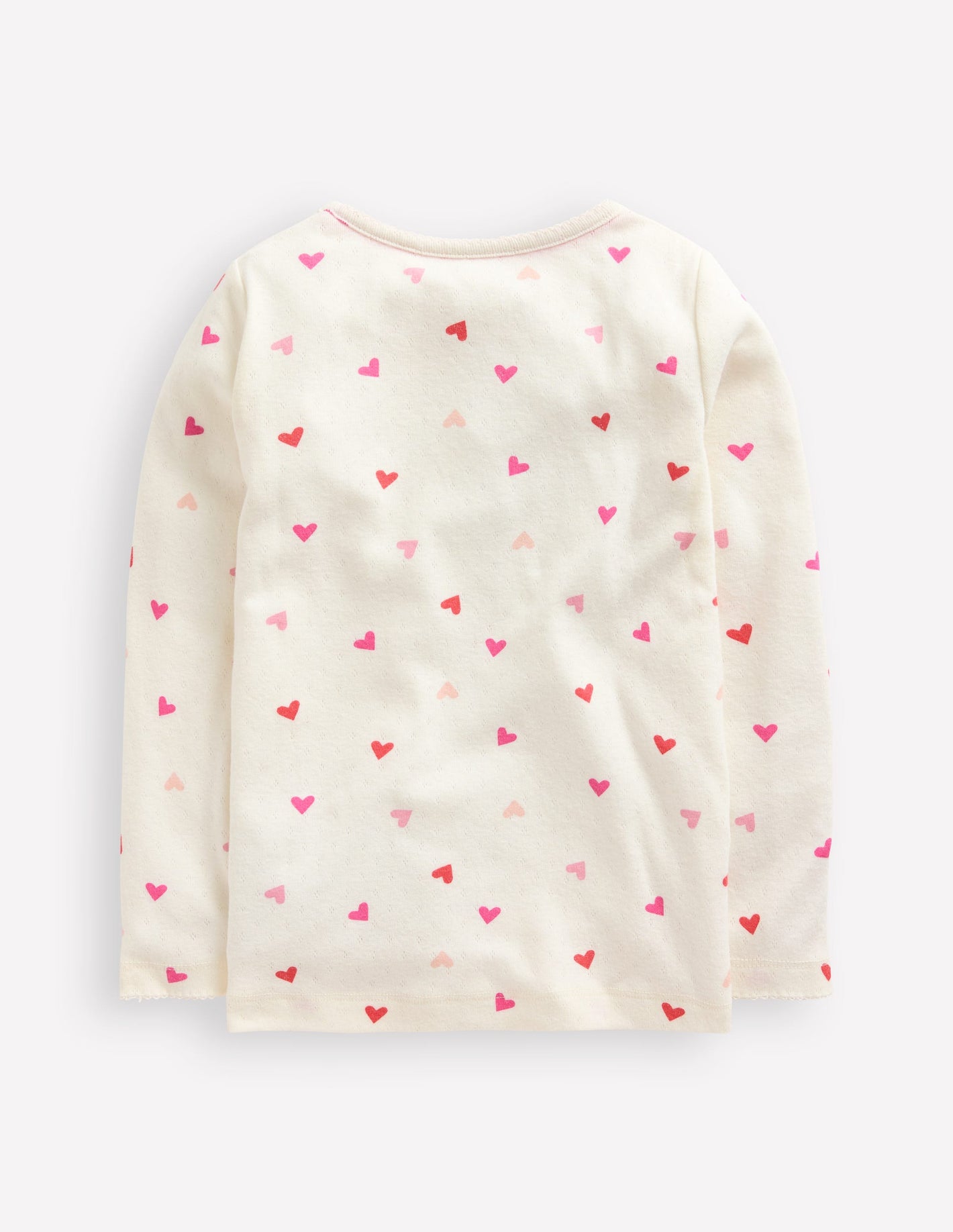 Long Sleeve Pointelle Top-Ivory Hearts