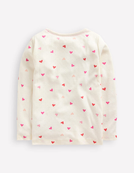 Long Sleeve Pointelle Top-Soft Ivory Hearts