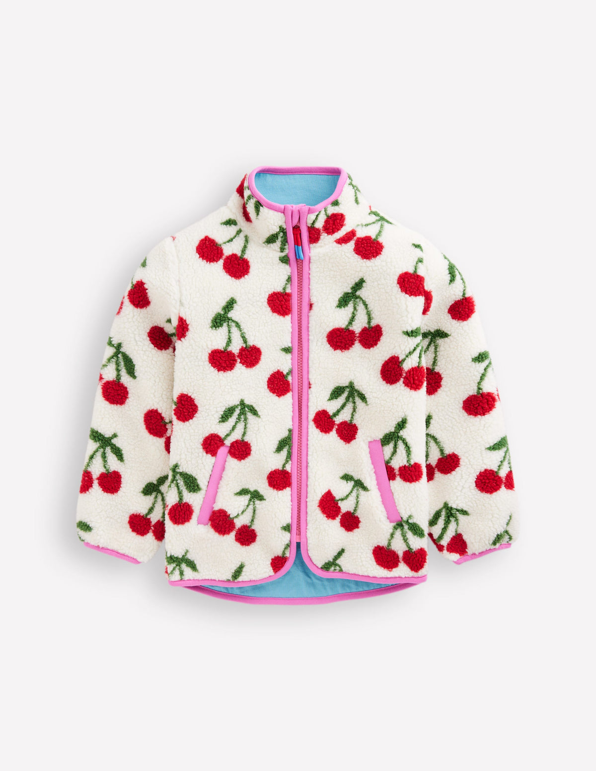 Eden Borg Zip-Through Jacket-Oatmeal Cherries - Image 1