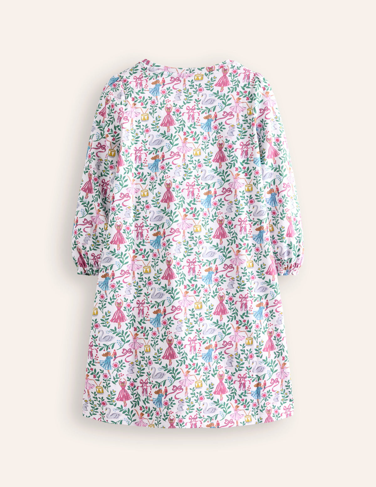 Printed Long-sleeved Nightie-Vanilla White Ballet Toile - Image 2