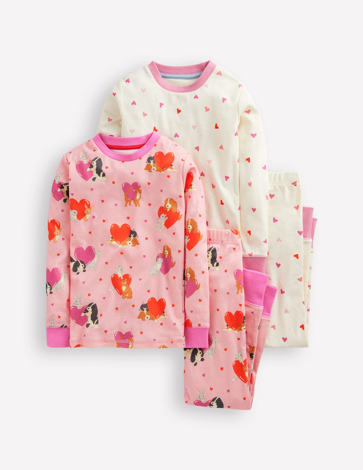 Twin Pack Snug Pajamas-Chalk Pink Valentines - Image 1