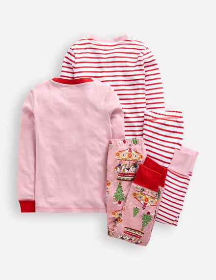 Twin Pack Snug Pyjamas-Vintage Pink Carousel