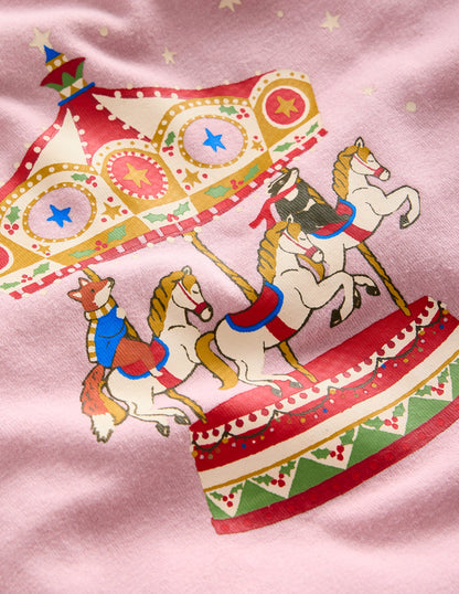 Twin Pack Snug Pyjamas-Vintage Pink Carousel-3