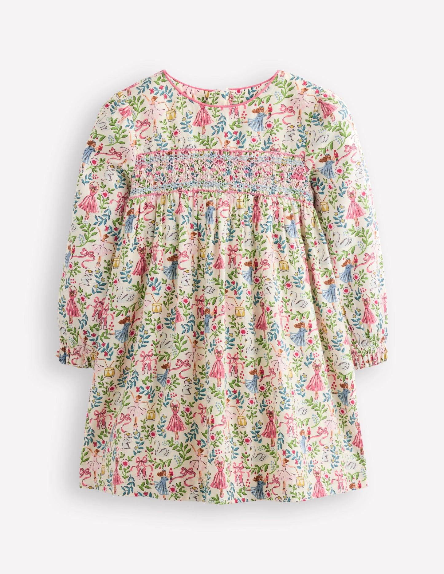 Bess Cosy Smocked Dress-Vanilla White Ballet Toile