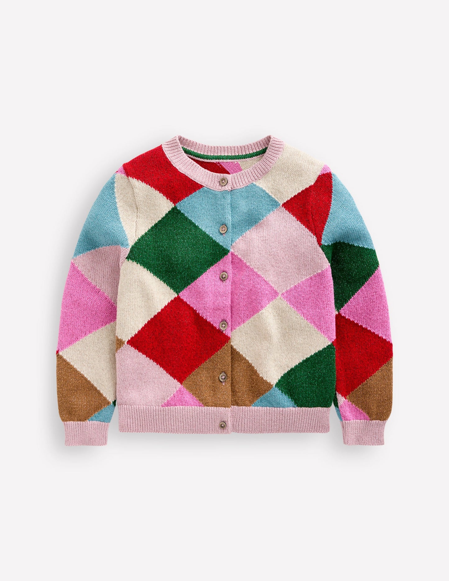 Sparkle Cardigan-Rainbow Argyle