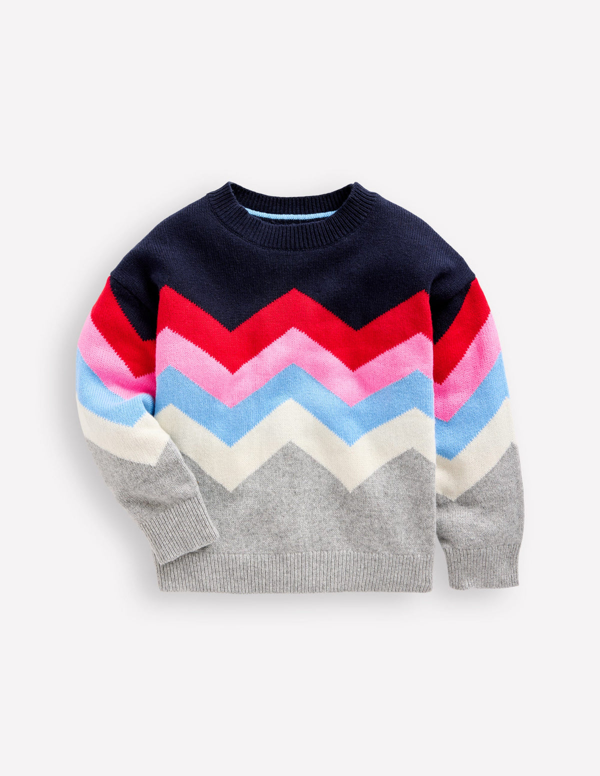 Zig Zag Jumper-Grey Marl Multi - Image 1