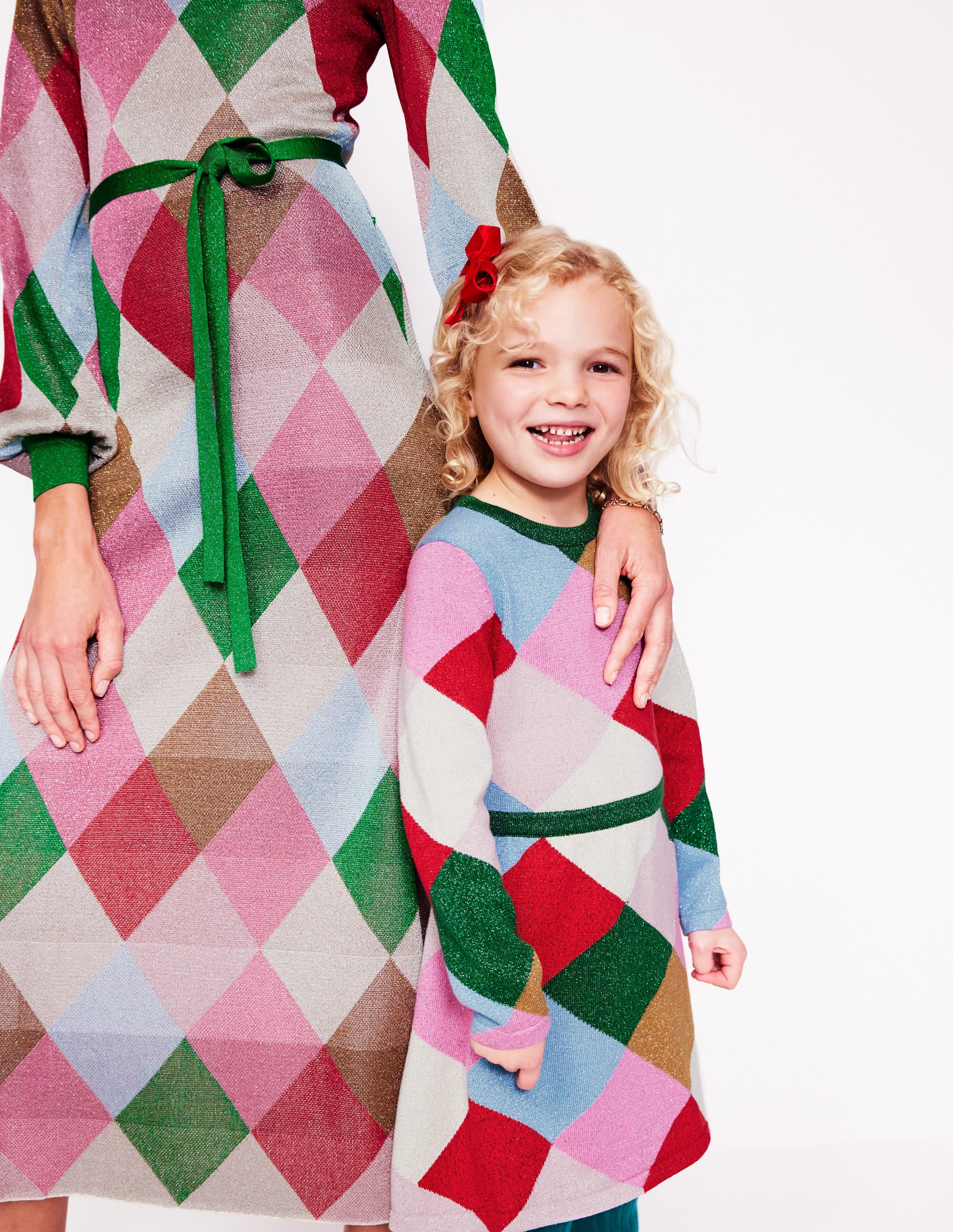 Sparkle Knitted Dress-Rainbow Argyle - Image 4