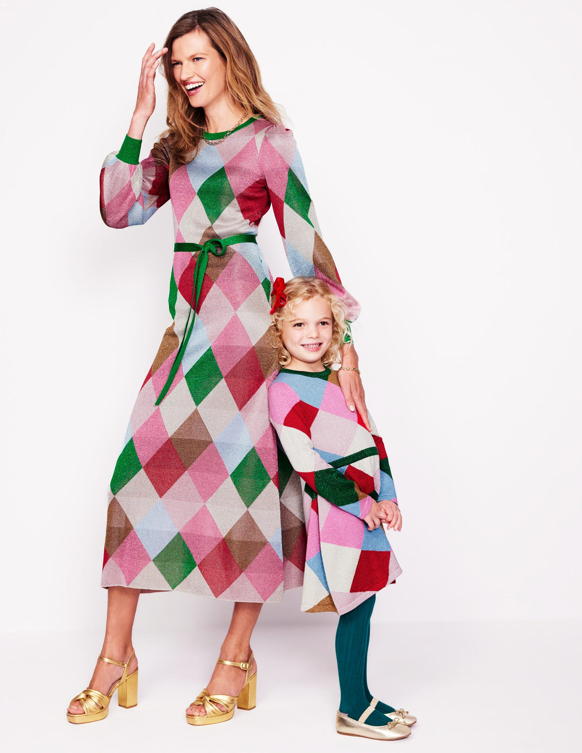Sparkle Knitted Dress-Rainbow Argyle - Image 5