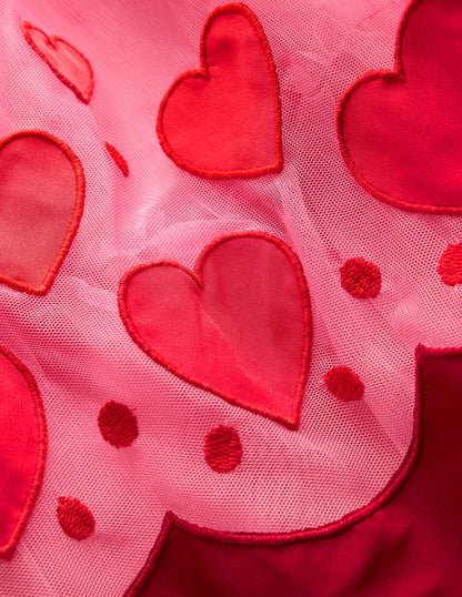 Appliqué Hem Tulle Dress-Bubblegum Pink Hearts-3