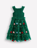 Maude Ruffle Tulle Dress-Jewel Green Christmas Tree