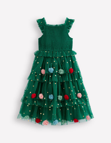 Maude Ruffle Tulle Dress-Jewel Green Christmas Tree